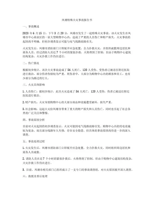 凤塘特殊火灾事故报告书
