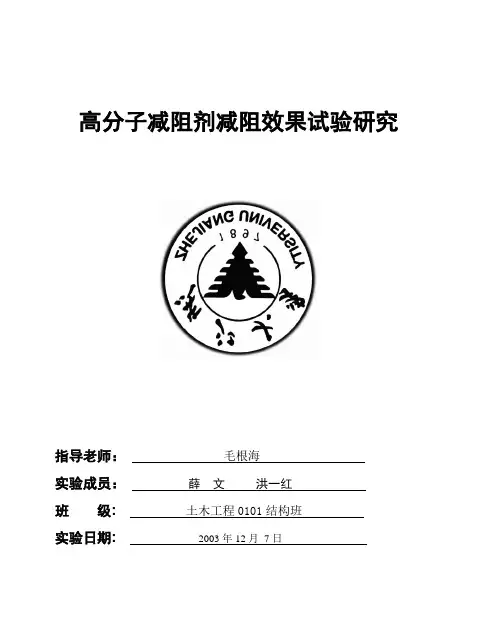 高分子减阻剂减阻效果试验研究