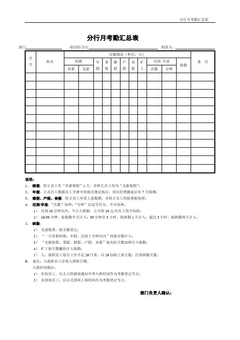 05.月考勤汇总表