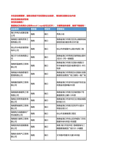 2020新版海南海口电力企业公司名录名单黄页联系方式大全352家