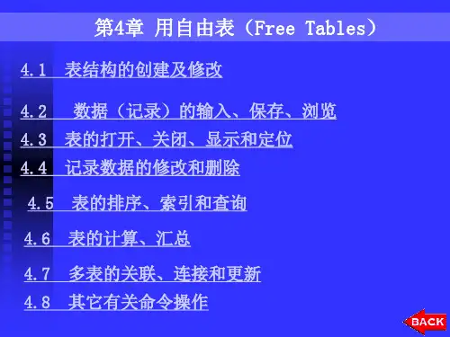 第4章自由表(Free Tables)