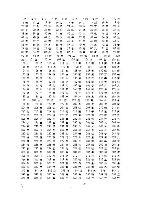 常用汉字字频统计表