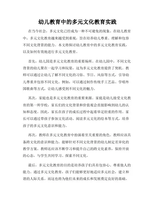 幼儿教育中的多元文化教育实践