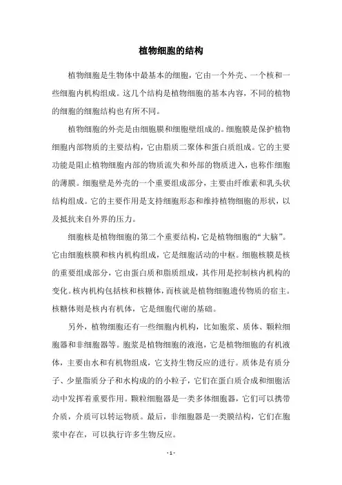 植物细胞的结构