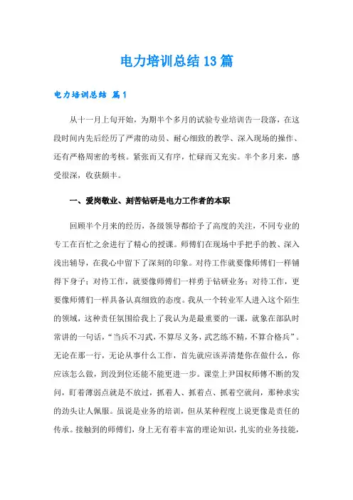 电力培训总结13篇