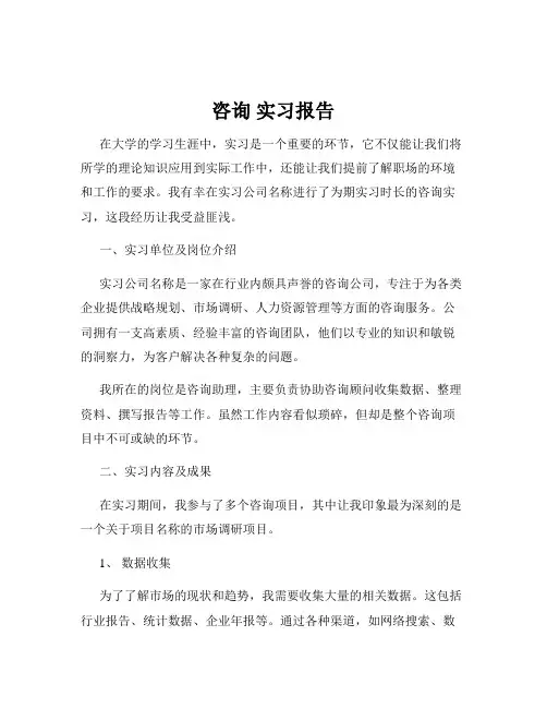 咨询 实习报告