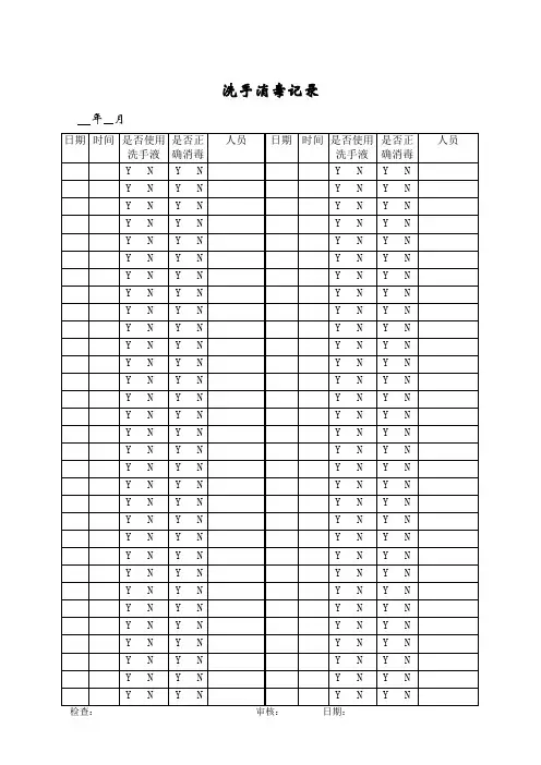 洗手消毒登记表6.26