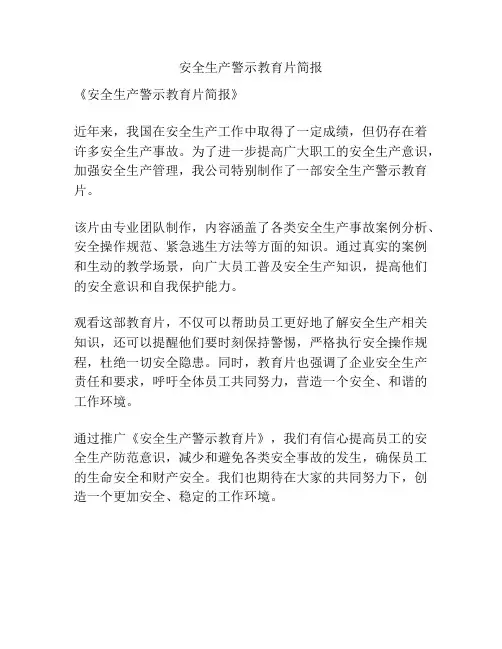安全生产警示教育片简报
