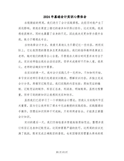 2024年基础会计实训心得体会（三篇）
