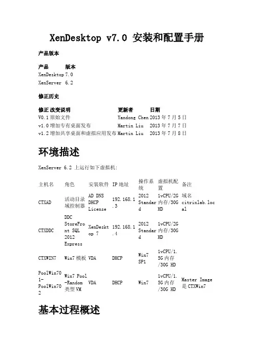 XenDesktop v7.0 安装和配置手册