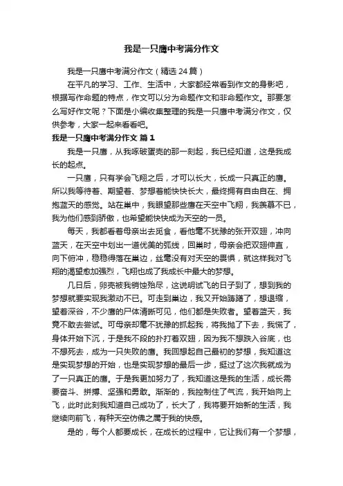 我是一只鹰中考满分作文