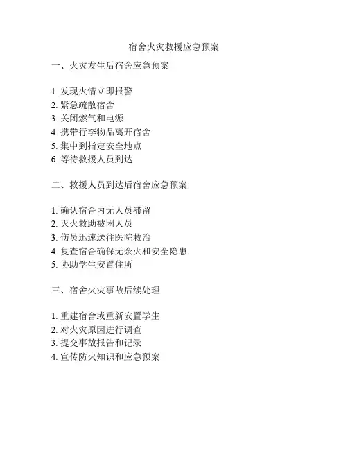 宿舍火灾救援应急预案