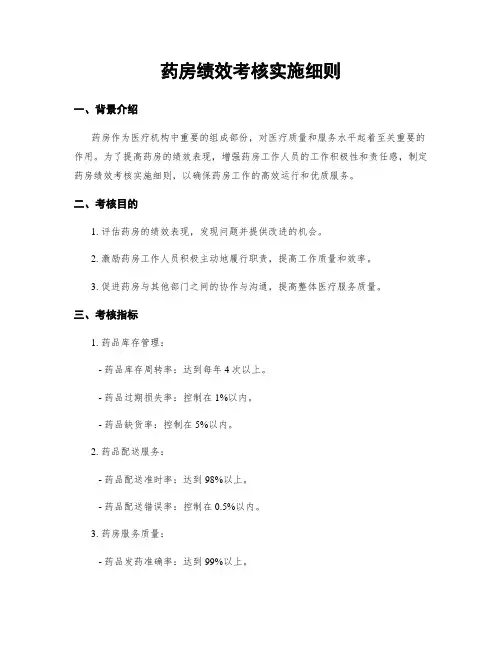 药房绩效考核实施细则