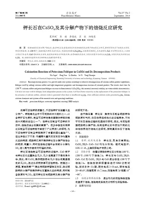 钾长石在CaSO4及其分解产物下的焙烧反应研究
