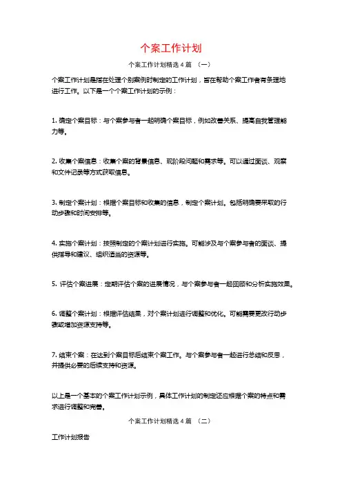 个案工作计划4篇
