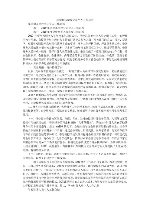 2019年学期末学校会计个人工作总结