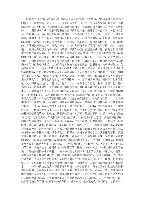 学校教师党员学习杨善洲心得体会