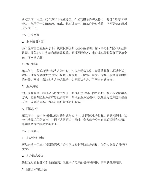 个人非车险工作总结