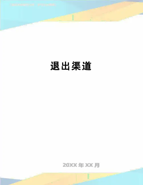 【精品】退出渠道