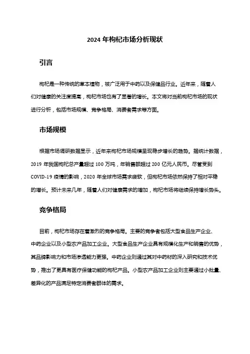2024年枸杞市场分析现状