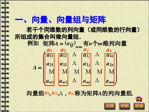 高等代数 第2章矩阵和向量 2.6 n维向量