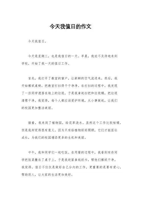 今天我值日的作文
