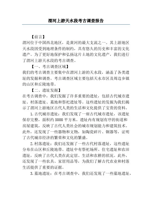渭河上游天水段考古调查报告