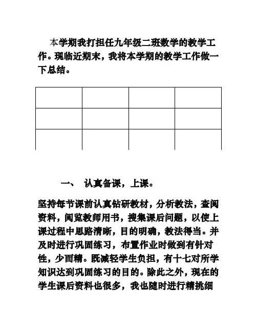 九年级数学教学工作总结 2