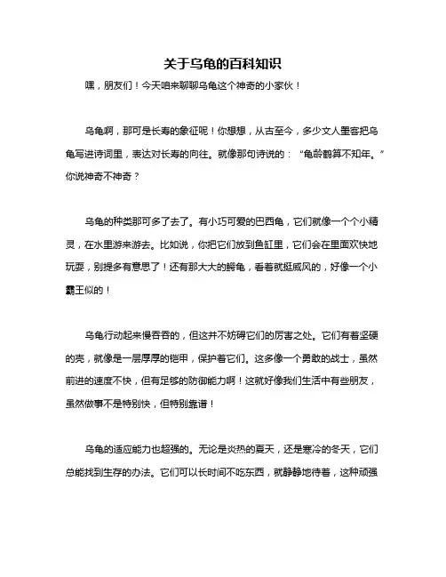 关于乌龟的百科知识
