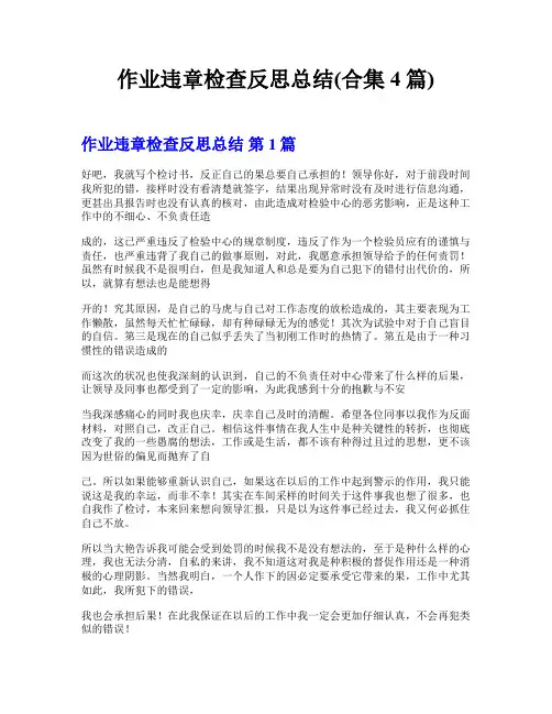 作业违章检查反思总结(合集4篇)