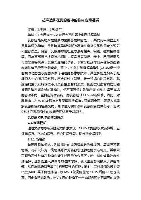 超声造影在乳腺癌中的临床应用进展