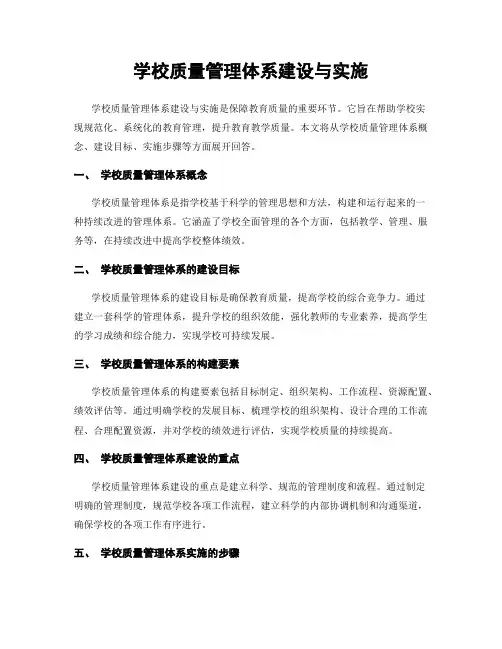 学校质量管理体系建设与实施