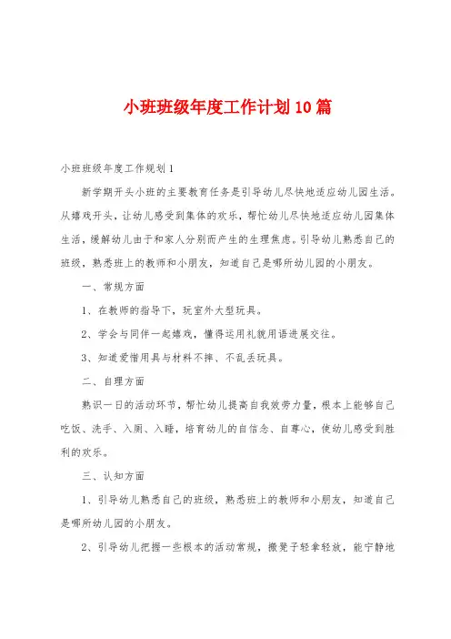 小班班级年度工作计划10篇
