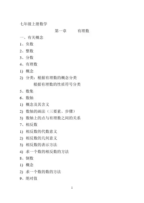 七年级上册数学笔记