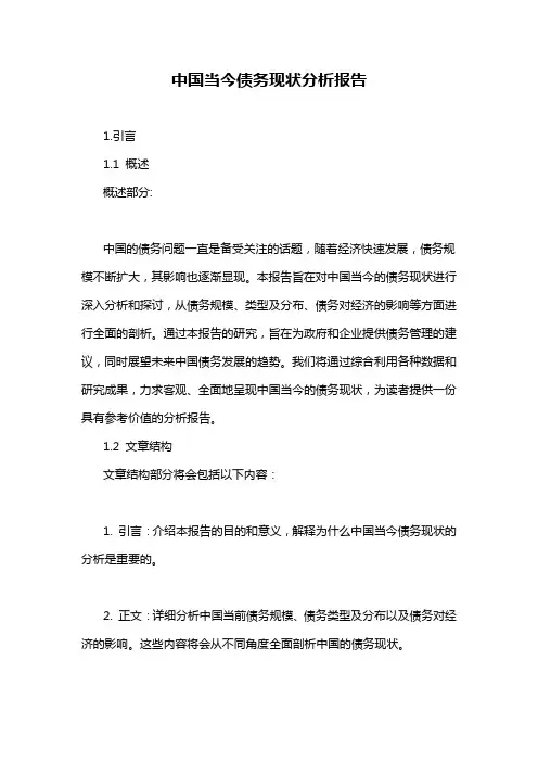 中国当今债务现状分析报告