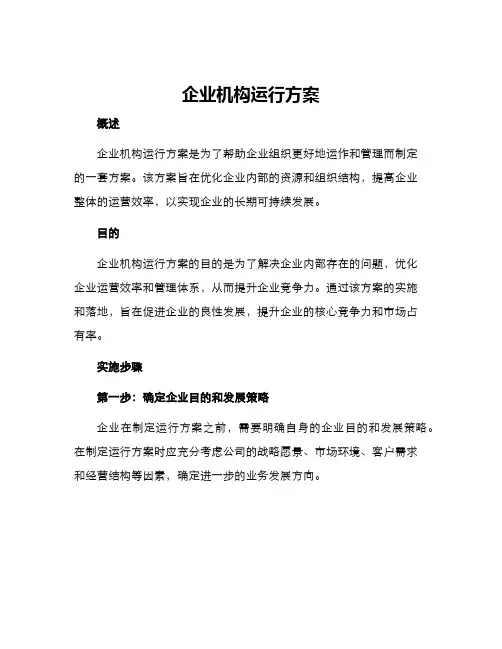 企业机构运行方案