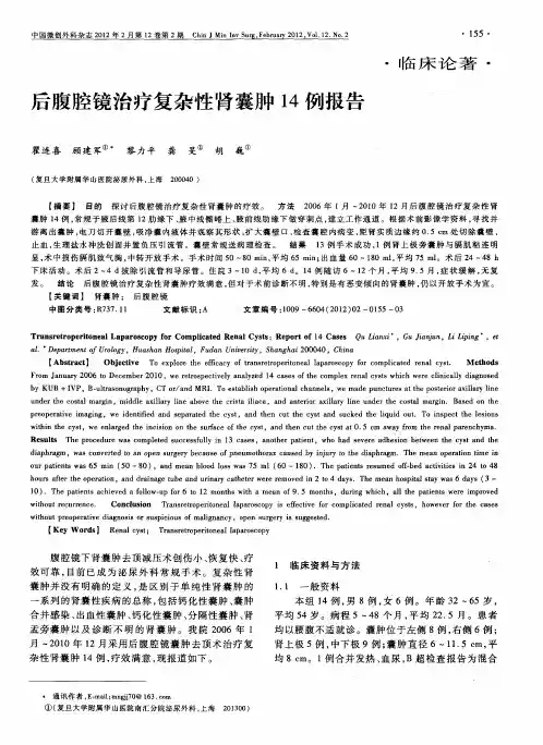 后腹腔镜治疗复杂性肾囊肿14例报告