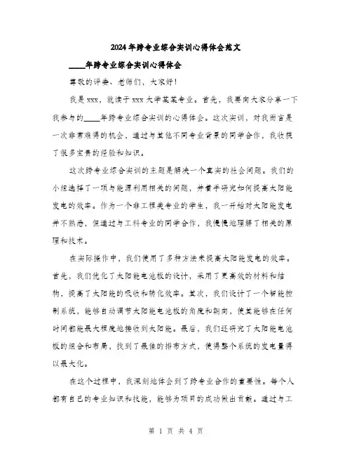 2024年跨专业综合实训心得体会范文(二篇)