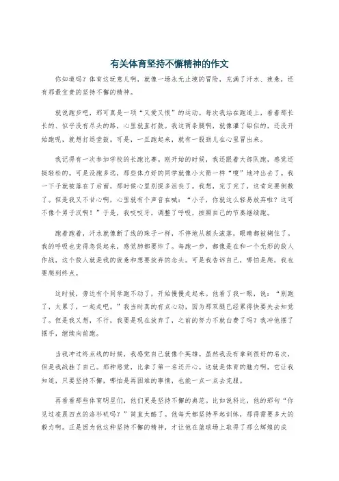 有关体育坚持不懈精神的作文