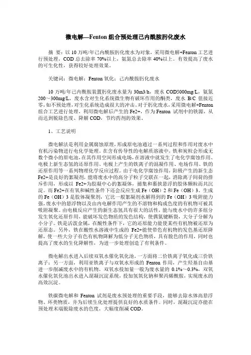微电解—Fenton组合预处理己内酰胺肟化废水
