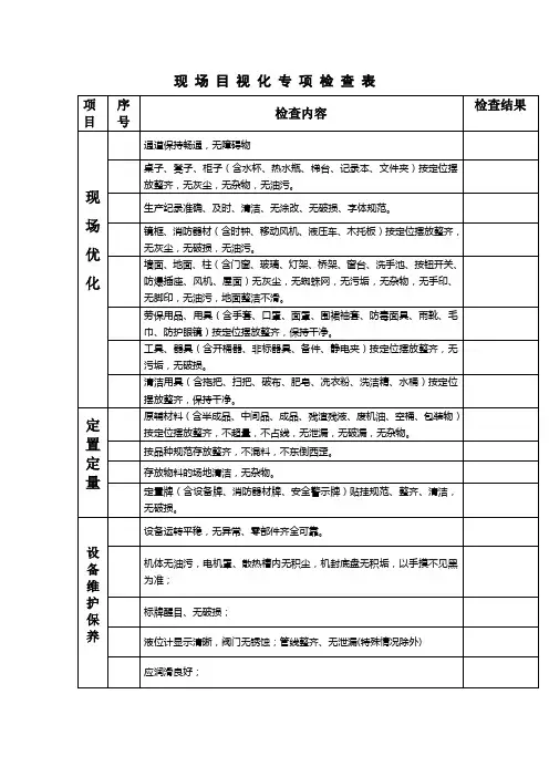 现 场 目 视 化 专 项 检 查 表