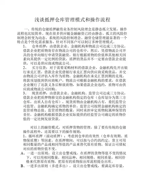 抵押仓库的管理模式和操作流程