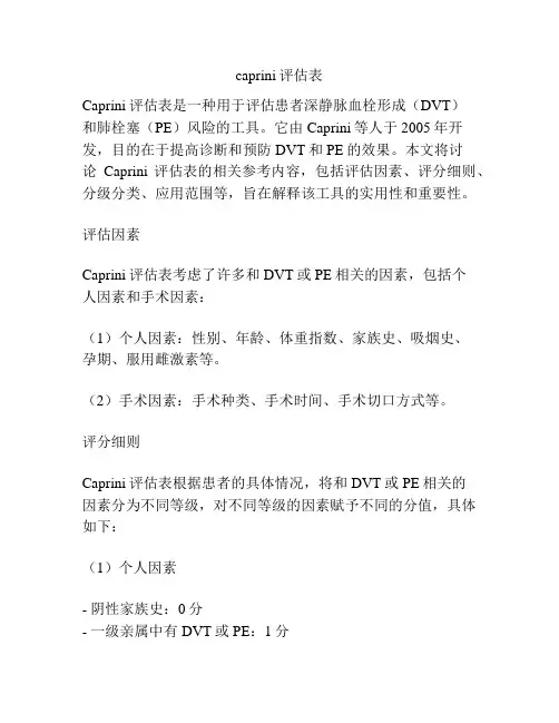 caprini评估表