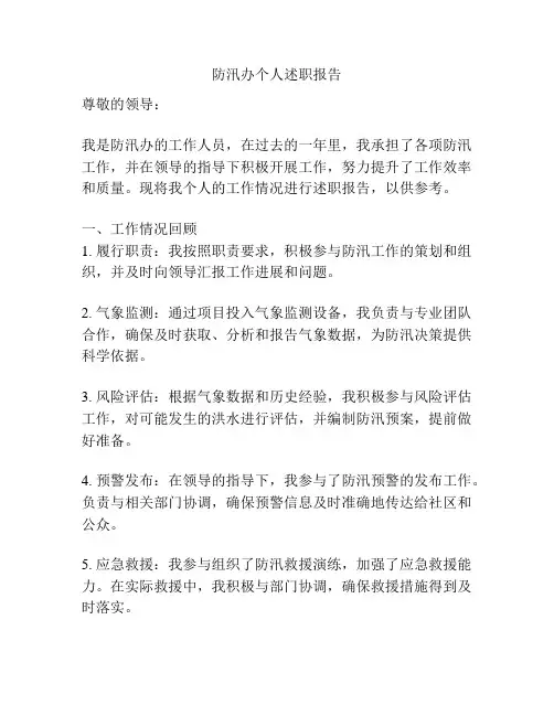 防汛办个人述职报告