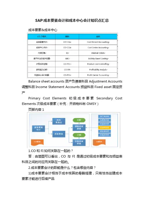 SAP成本要素会计和成本中心会计知识点汇总