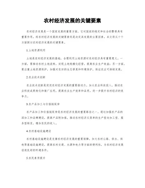 农村经济发展的关键要素