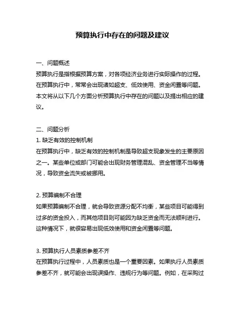 预算执行中存在的问题及建议