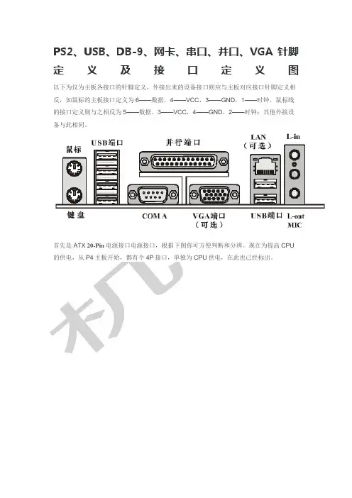 PSUSBDB 网卡 串口 并口 VGA针脚定义及接口定义图