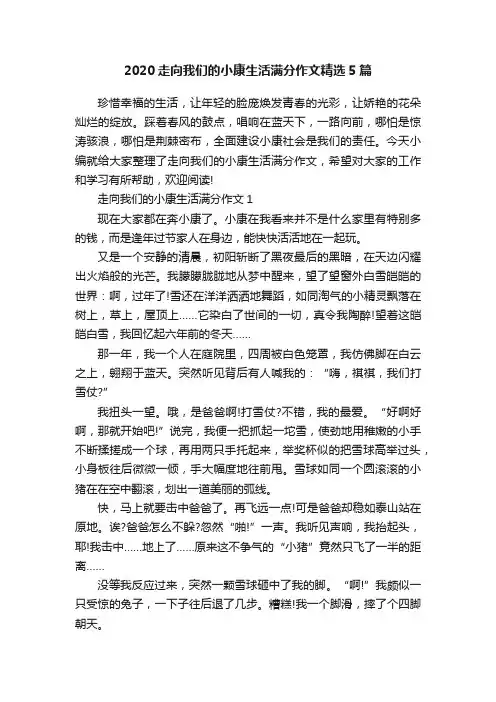 2020走向我们的小康生活满分作文精选5篇