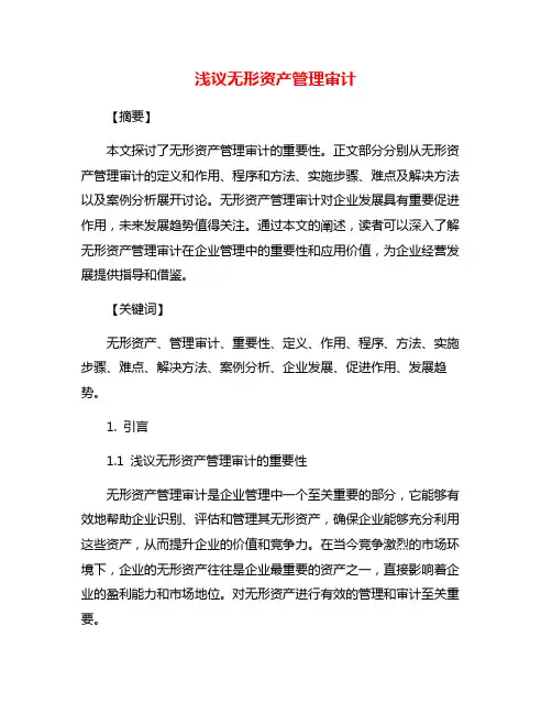 浅议无形资产管理审计